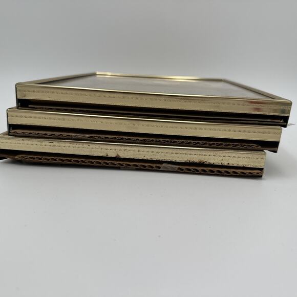 3 Vintage Standing Shadow Box Gold Toned Picture Frame 8" X 10" - Picture 5 of 6